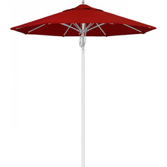 California Umbrella - Patio Umbrellas; Umbrella Diameter (Inch): 90 ; Height (Feet): 8.666 ; Fabric Color: Red ; Base Included: No ; Frame Material: Aluminum ; Frame Color: Silver - Exact Industrial Supply