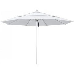 California Umbrella - Patio Umbrellas; Umbrella Diameter (Inch): 132 ; Height (Feet): 8.916 ; Fabric Color: White ; Base Included: No ; Frame Material: Aluminum ; Frame Color: Silver - Exact Industrial Supply