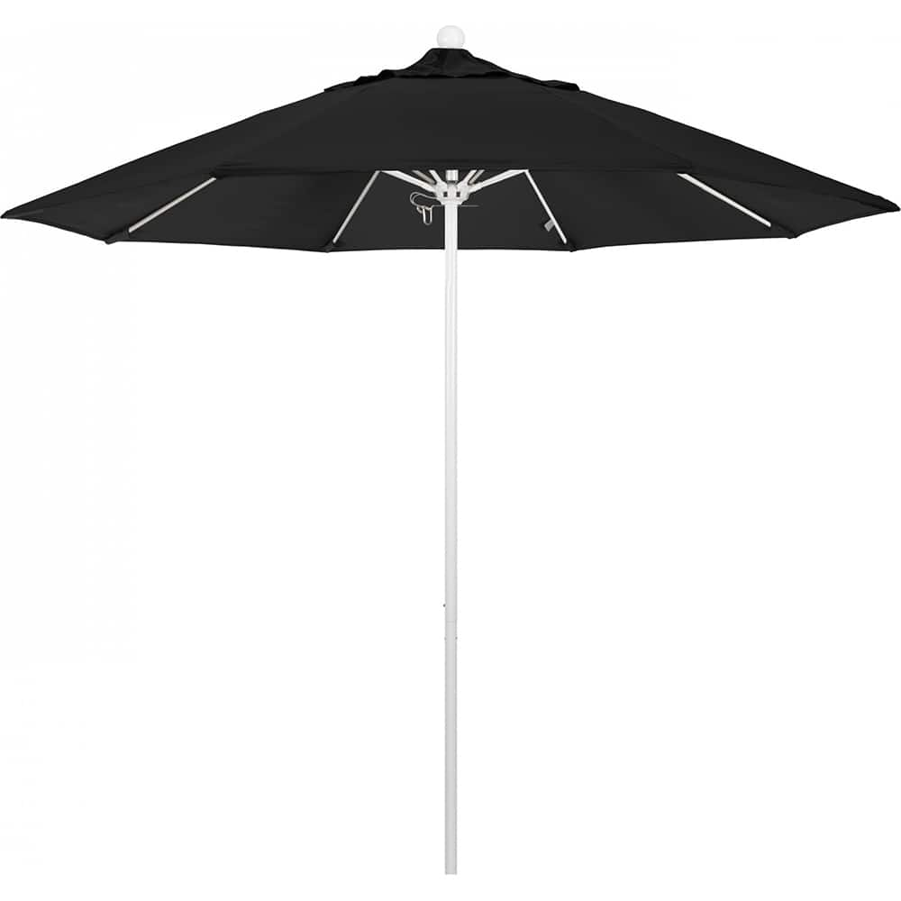 California Umbrella - Patio Umbrellas; Umbrella Diameter (Inch): 108 ; Height (Feet): 8.583 ; Fabric Color: Black ; Base Included: No ; Frame Material: Aluminum ; Frame Color: White - Exact Industrial Supply