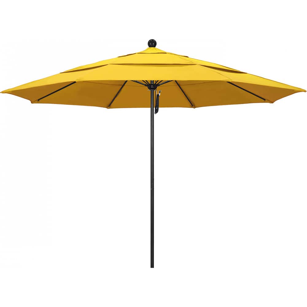 California Umbrella - Patio Umbrellas; Umbrella Diameter (Inch): 132 ; Height (Feet): 8.916 ; Fabric Color: Lemon ; Base Included: No ; Frame Material: Aluminum ; Frame Color: Black - Exact Industrial Supply