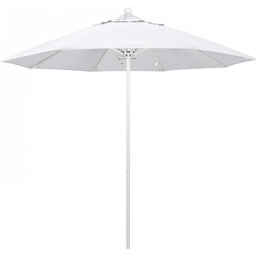 California Umbrella - Patio Umbrellas; Umbrella Diameter (Inch): 108 ; Height (Feet): 8.583 ; Fabric Color: White ; Base Included: No ; Frame Material: Aluminum ; Frame Color: White - Exact Industrial Supply