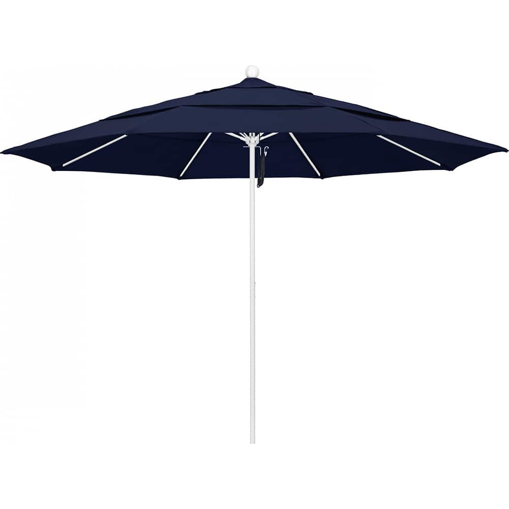 California Umbrella - Patio Umbrellas; Umbrella Diameter (Inch): 132 ; Height (Feet): 8.916 ; Fabric Color: Navy Blue ; Base Included: No ; Frame Material: Aluminum ; Frame Color: White - Exact Industrial Supply