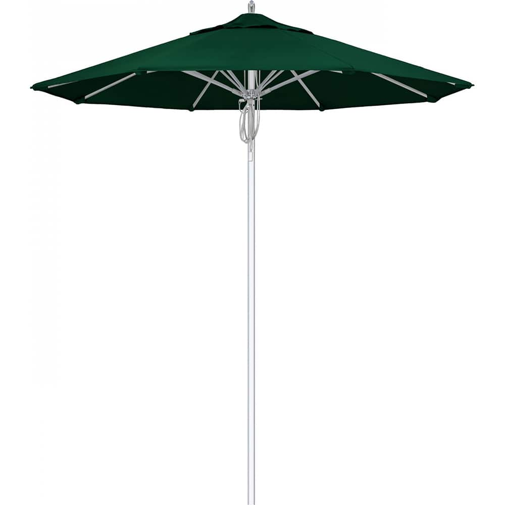 California Umbrella - Patio Umbrellas; Umbrella Diameter (Inch): 90 ; Height (Feet): 8.666 ; Fabric Color: Forest Green ; Base Included: No ; Frame Material: Aluminum ; Frame Color: Silver - Exact Industrial Supply