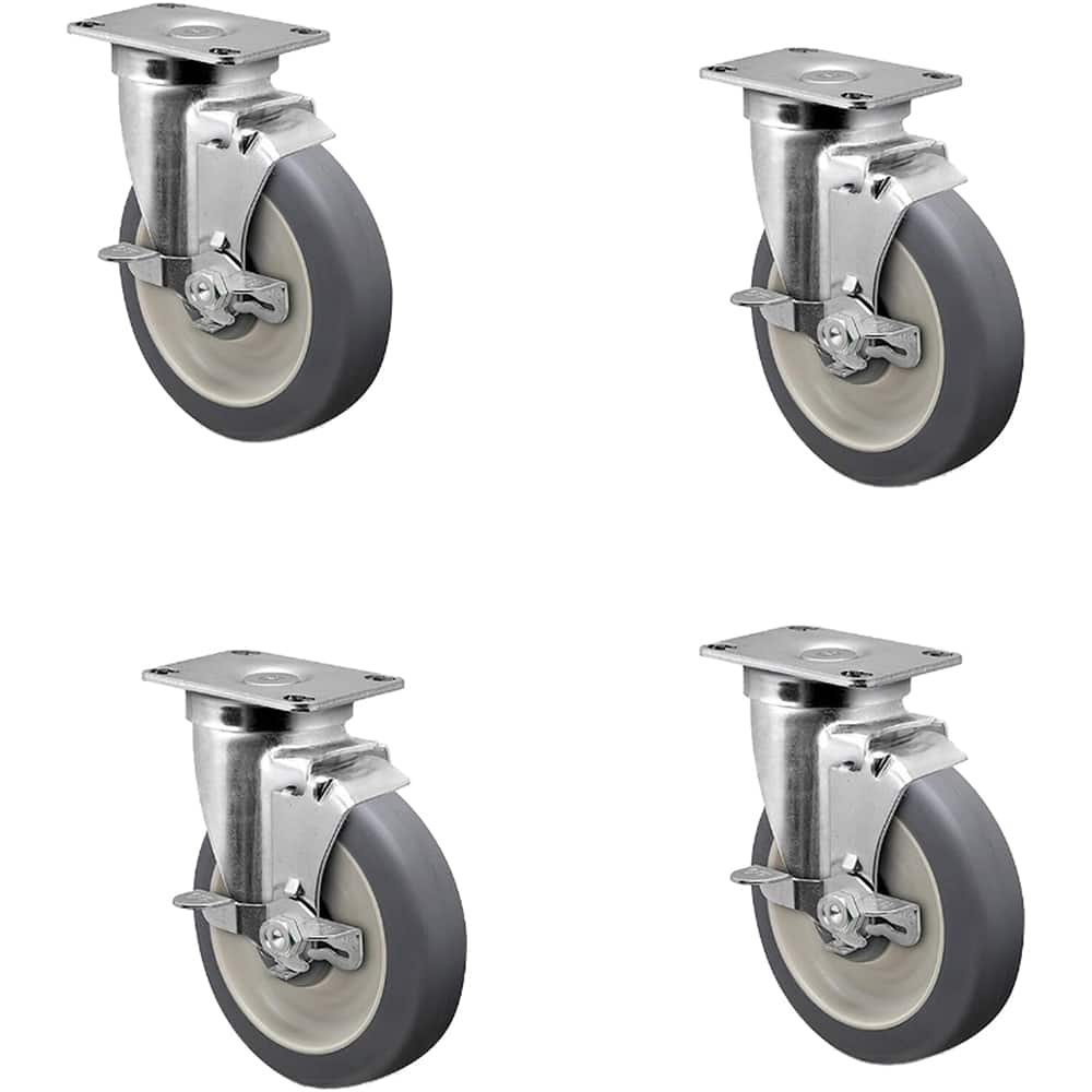 Linco - Standard Casters; Mount: Top Plate ; Style: Swivel ; Wheel Diameter: 5 (Inch); Wheel Width: 1-1/4 (Inch); Overall Height (Inch): 6-1/4 ; Load Capacity (Lb.): 1200.000 - Exact Industrial Supply