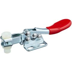 Manual Hold-Down Toggle Clamp: Horizontal, 60 lb Capacity, U-Bar, Flanged Base 80 ° Handle Movement, 90 ° Bar Opening, Steel