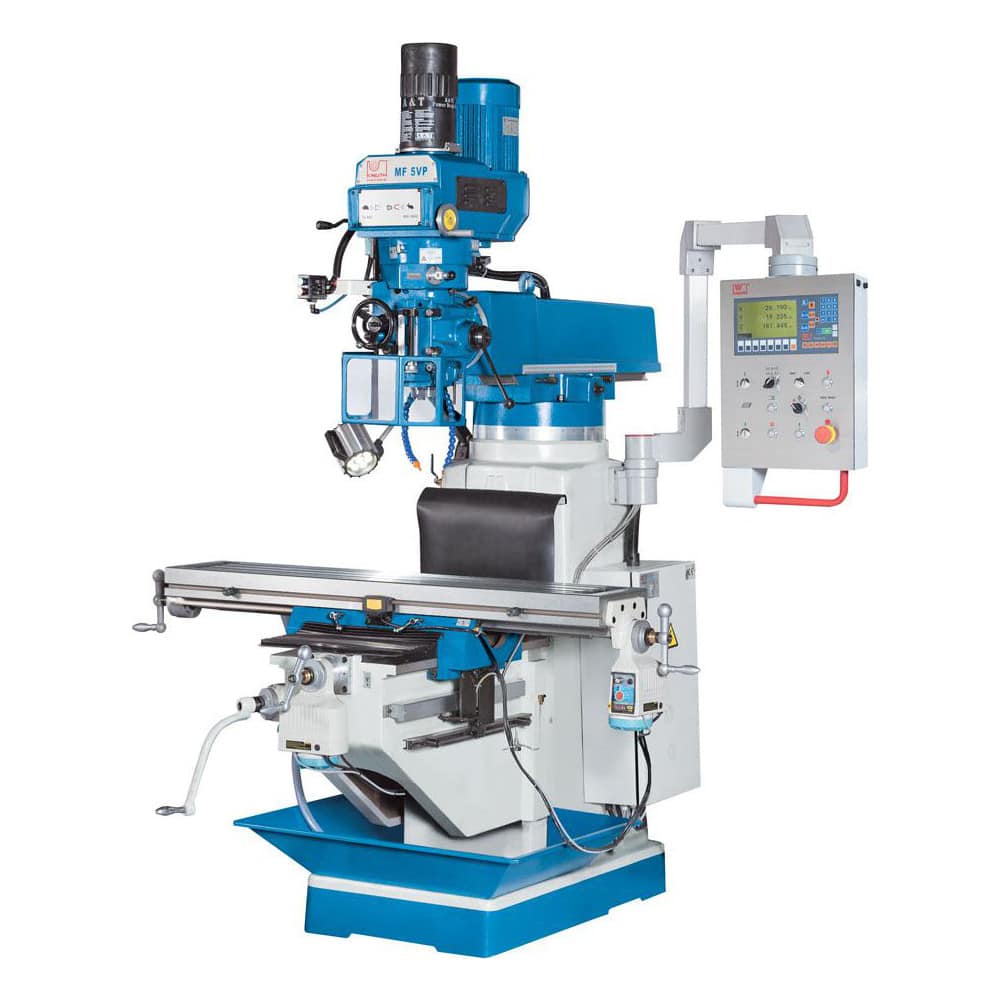 Knee Milling Machines; Minimum Spindle Speed: 70 RPM; Maximum Spindle Speed: 3600 RPM; Left-hand Head Tilt: 90  ™; Right-hand Head Tilt: 90  ™; Cross Travel: 15 in; Longitudinal Travel: 31.5 in; Knee Travel: 15 in; Spindle Speed Control: Frequency; Number