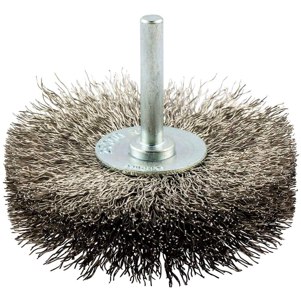 Norton - 3" OD, Crimped Stainless Steel Wheel Brush - Caliber Tooling