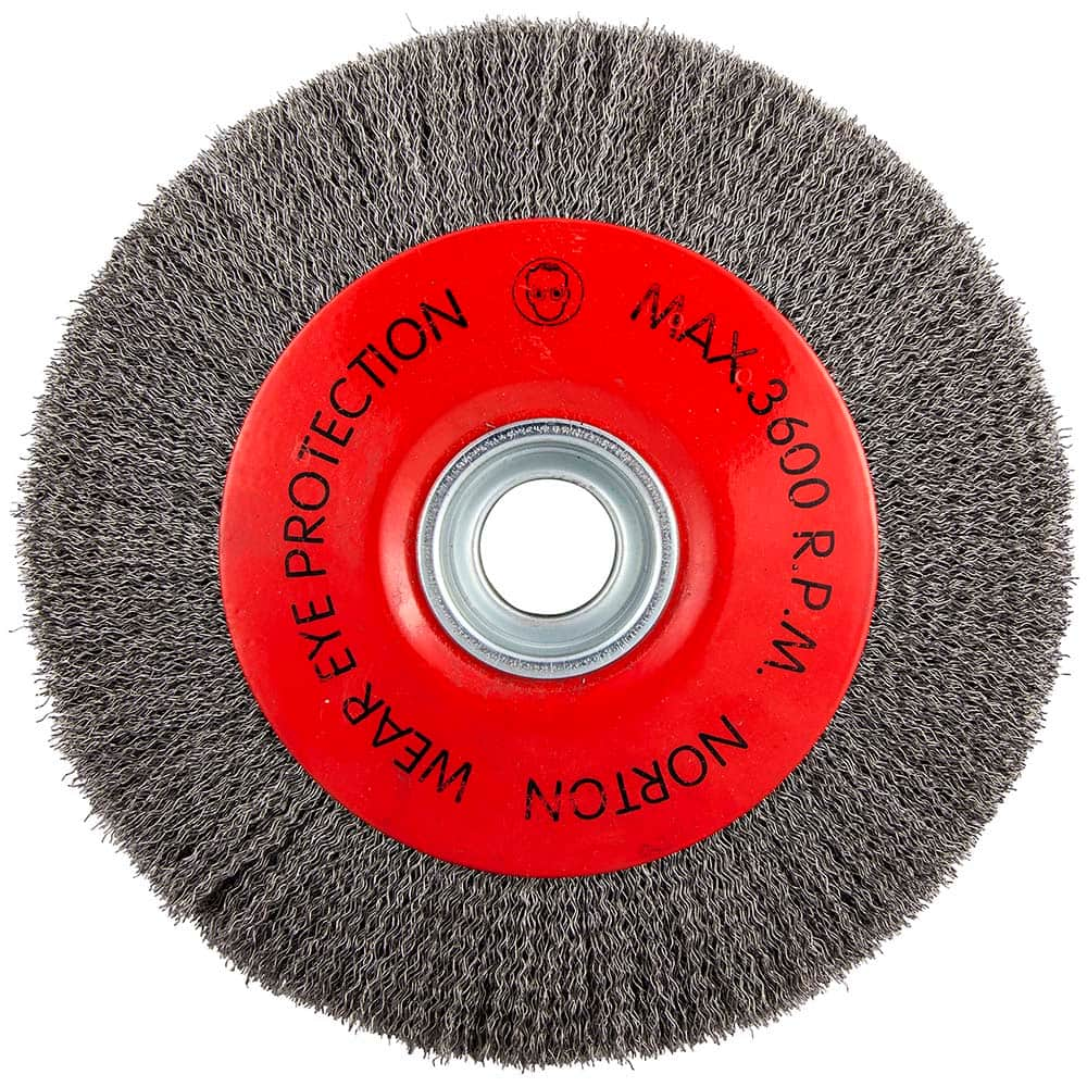 Norton - 10" OD, 3/4" Arbor Hole, Crimped Carbon Wheel Brush - Caliber Tooling