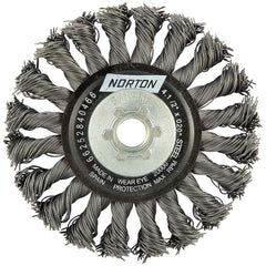 Norton - 4-1/2" OD, 5/8-11 Arbor Hole, Knotted Carbon Wheel Brush - Caliber Tooling