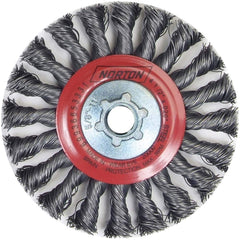 Norton - 4-1/2" OD, 5/8-11 Arbor Hole, Knotted Carbon Wheel Brush - Caliber Tooling