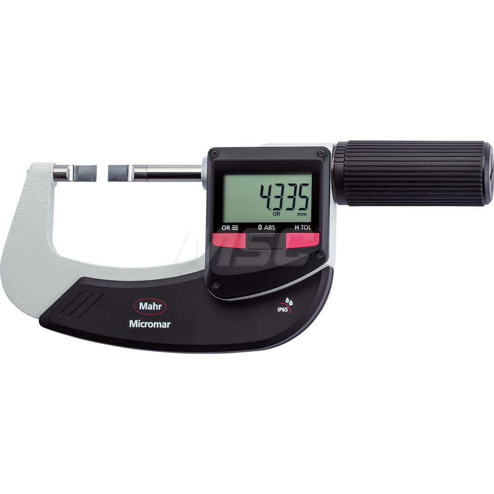 Mahr - Electronic Outside Micrometers; Type: Digital Outside Micrometer ; Minimum Measurement (Decimal Inch): 1 ; Minimum Measurement (mm): 25 ; Maximum Measurement (mm): 50 ; Thimble Type: Ratchet ; Calibrated: No - Exact Industrial Supply