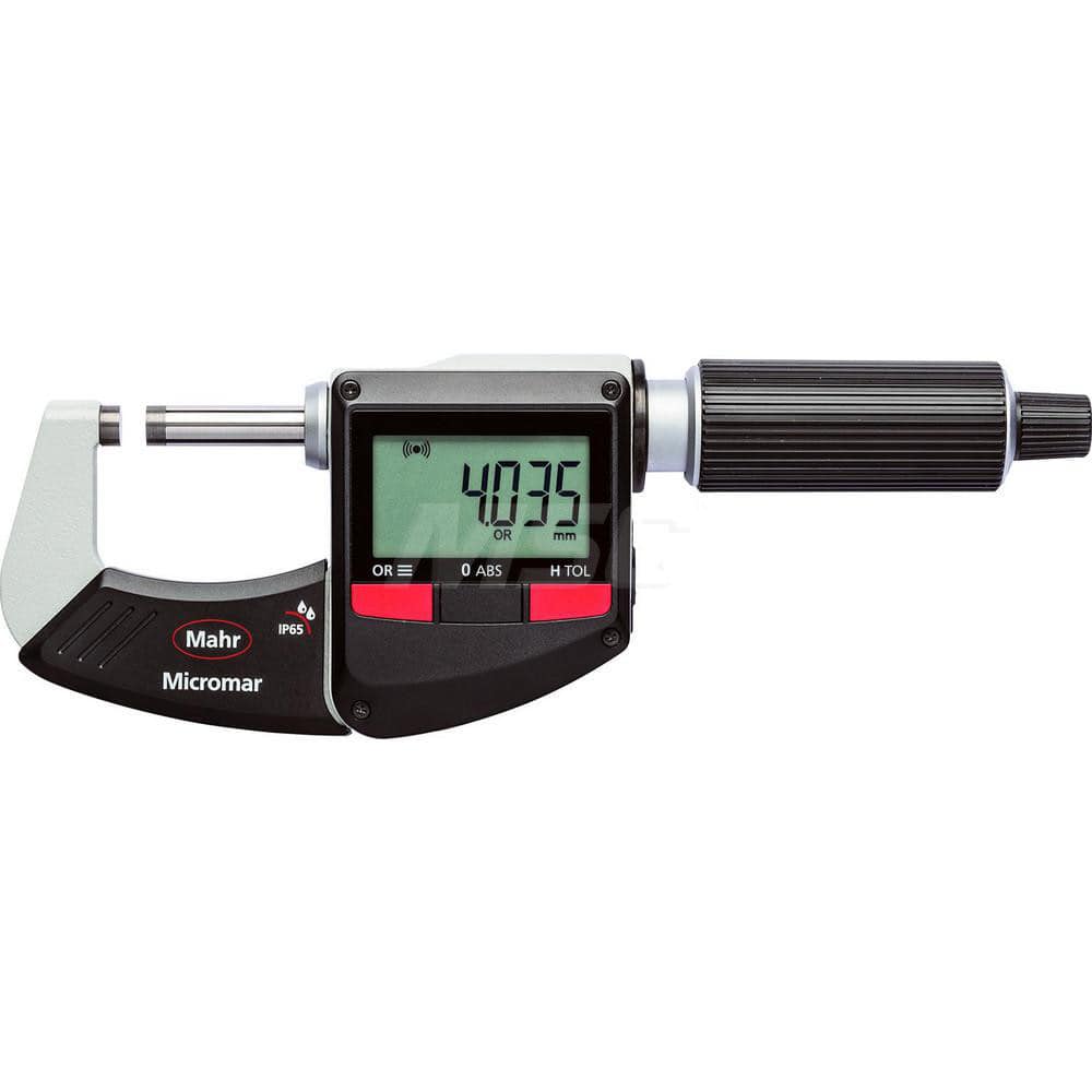 Mahr - Electronic Outside Micrometers; Type: Digital Outside Micrometer ; Minimum Measurement (Decimal Inch): 3 ; Minimum Measurement (mm): 75.00 ; Maximum Measurement (mm): 100 ; Thimble Type: Ratchet ; Calibrated: Yes - Exact Industrial Supply