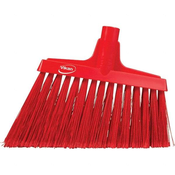 Vikan - 11-1/2" Wide, Red Polyester Bristles, Angled Broom - Flagged, Water Resistant - Caliber Tooling