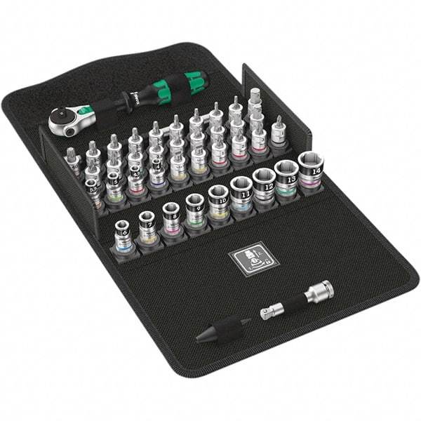 Wera - 42 Piece 1/4" Drive Ratchet Socket Set - Comes in Molded Pouch - Caliber Tooling