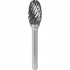 SGS Pro - 1/2" Cut Diam, 1/4" Shank Diam, Tungsten Carbide Steel Cut Oval Burr - Caliber Tooling