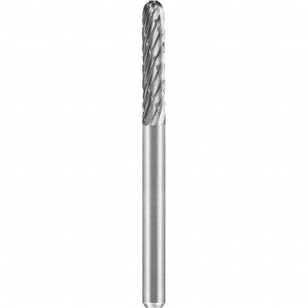 SGS Pro - 1/8" Cut Diam, 1/8" Shank Diam, Tungsten Carbide Double Cut Ball Nose Cylinder Burr - Caliber Tooling