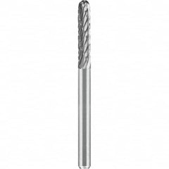 SGS Pro - 1/8" Cut Diam, 1/8" Shank Diam, Tungsten Carbide Double Cut Ball Nose Cylinder Burr - Caliber Tooling