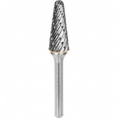 SGS Pro - 3/8" Cut Diam, 1/4" Shank Diam, Tungsten Carbide Steel Cut Ball Nose Cone Burr - Caliber Tooling