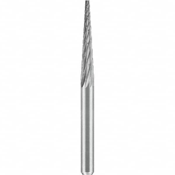 SGS Pro - 1/8" Cut Diam, 1/8" Shank Diam, Tungsten Carbide Double Cut Cone Burr - Caliber Tooling