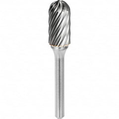 SGS Pro - 1/4" Cut Diam, 1/4" Shank Diam, Tungsten Carbide Inox Cut Ball Nose Cylinder Burr - Caliber Tooling