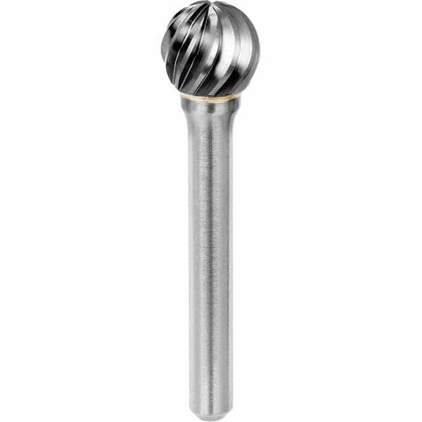 SGS Pro - 1/2" Cut Diam, 1/4" Shank Diam, Tungsten Carbide Inox Cut Ball Burr - Caliber Tooling