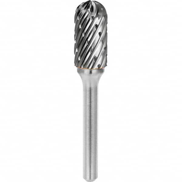 SGS Pro - 5/16" Cut Diam, 1/4" Shank Diam, Tungsten Carbide Steel Cut Ball Nose Cylinder Burr - Caliber Tooling