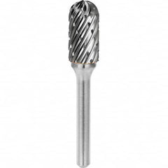 SGS Pro - 3/8" Cut Diam, 1/4" Shank Diam, Tungsten Carbide Steel Cut Ball Nose Cylinder Burr - Caliber Tooling