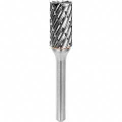 SGS Pro - 3/8" Cut Diam, 1/4" Shank Diam, Tungsten Carbide Steel Cut Cylinder Burr with End Cut - Caliber Tooling