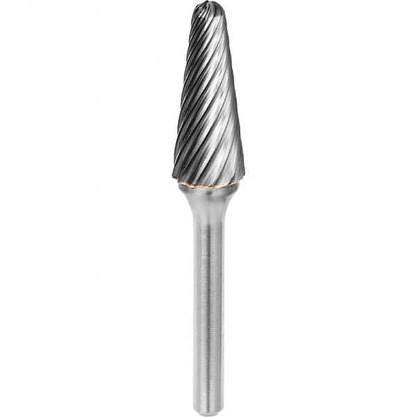 SGS Pro - 5/16" Cut Diam, 1/4" Shank Diam, Tungsten Carbide Inox Cut Ball Nose Cone Burr - Caliber Tooling