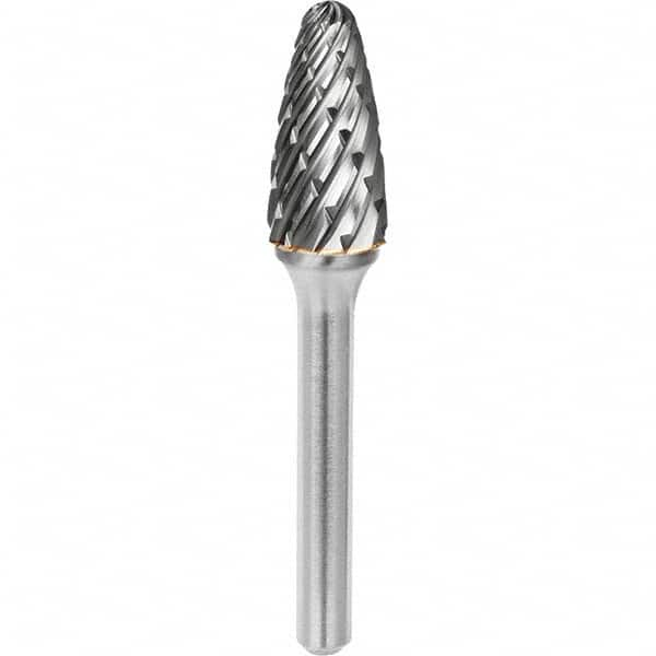 SGS Pro - 1/4" Cut Diam, 1/4" Shank Diam, Tungsten Carbide Steel Cut Ball Nose Tree Burr - Caliber Tooling