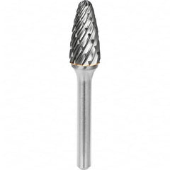 SGS Pro - 1/4" Cut Diam, 1/4" Shank Diam, Tungsten Carbide Steel Cut Ball Nose Tree Burr - Caliber Tooling