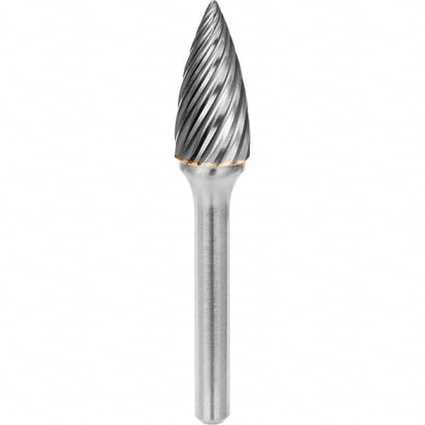 SGS Pro - 1/4" Cut Diam, 1/4" Shank Diam, Tungsten Carbide Inox Cut Pointed Tree Burr - Caliber Tooling