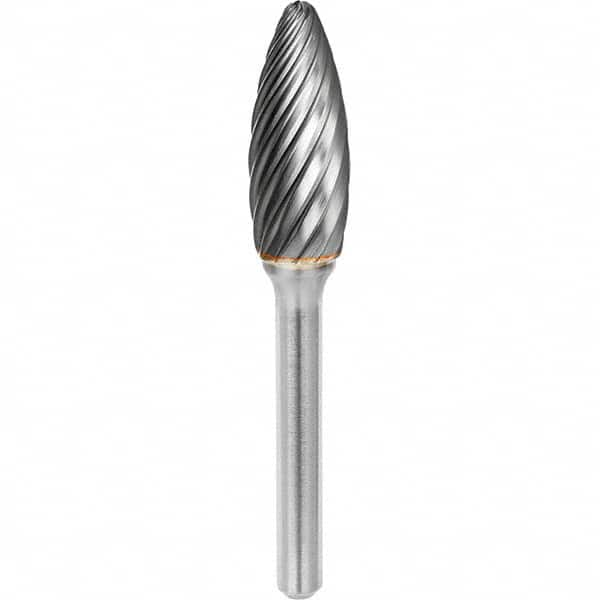 SGS Pro - 1/2" Cut Diam, 1/4" Shank Diam, Tungsten Carbide Inox Cut Flame Burr - Caliber Tooling