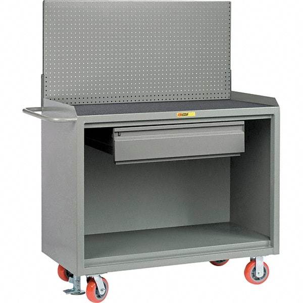 Little Giant - 3,600 Lb Capacity, 2 Shelf, 1 Drawer Mobile Bench Cabinet with Pegboard Panel - 41" Wide x 24" Deep x 43" High, Steel - Caliber Tooling