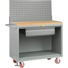 Little Giant - 3,600 Lb Capacity, 2 Shelf, 1 Drawer Mobile Bench Cabinet with Pegboard Panel - 41" Wide x 24" Deep x 43" High, Steel - Caliber Tooling