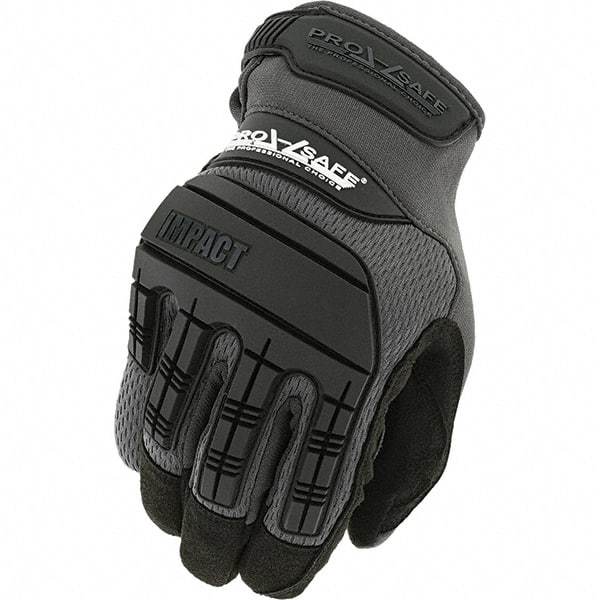 PRO-SAFE - Size 2XL (12) Work Gloves - For General Purpose, Uncoated, Hook & Loop Cuff, Full Fingered, Black, Paired - Caliber Tooling