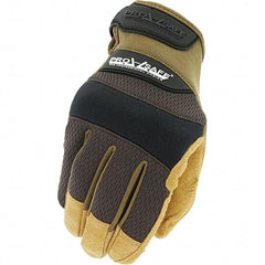 PRO-SAFE - Size XL (11) Work Gloves - For General Purpose, Uncoated, Hook & Loop Cuff, Full Fingered, Brown, Paired - Caliber Tooling