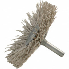 Brush Research Mfg. - 320 Grit, 1-1/2" Brush Diam, Crimped, Flared End Brush - Medium Grade, 1/4" Diam Steel Shank, 2,500 Max RPM - Caliber Tooling