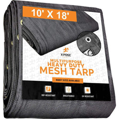 Tarp/Dust Cover: Black, Rectangle, Polyethylene, 18' Long x 10' Wide, 18 mil Polyethylene, Rectangle