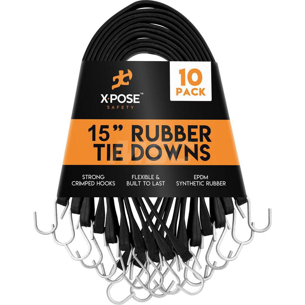 15' Heavy-Duty Tie Down with S-Hook End Rubber, Black