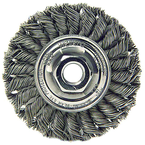 4" Diameter - M10 x 1.25 Arbor Hole - Knot Twist Steel Wire Straight Wheel - Caliber Tooling