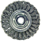 4" Diameter - M10 x 1.25 Arbor Hole - Knot Twist Steel Wire Straight Wheel - Caliber Tooling