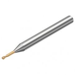 R216.42-0Grade 1030-EC10G 1700 1mm 2 FL Solid Carbide ball nose endmill w/Cylindrical with Neck Shank - Caliber Tooling