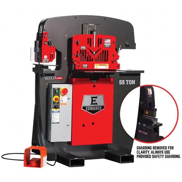 Edwards Manufacturing - Ironworkers Throat Depth (Inch): 7-1/2 Punching Pressure (Ton): 55 - Caliber Tooling