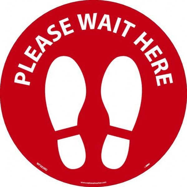 NMC - "Please Wait Here" Adhesive-Backed Floor Sign - Caliber Tooling