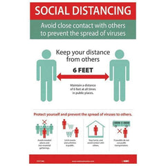 NMC - "COVID 19 - Social Distancing - Avoid Close Contact with Others to Prevent the Spread of Viruses", 12" Wide x 18" High, Vinyl Safety Sign - Caliber Tooling