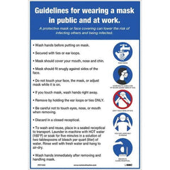 NMC - "COVID 19 - Guidelines for Wearing a Mask in Public and at Work", 12" Wide x 18" High, Vinyl Safety Sign - Caliber Tooling