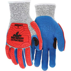 MCR Safety - Size L, ANSI Cut Lvl A4, Puncture Lvl 5, Abrasion Lvl 4, Latex Coated Cut & Puncture Resistant Gloves - Caliber Tooling