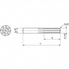 Mapal - Spiral Router Bits Cutting Diameter (mm): 16.00 Number of Flutes: 8 - Caliber Tooling