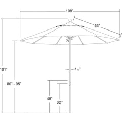 Patio Umbrellas; Diameter (Feet): 9; Height (Feet): 8.583; Fabric Color: Canvas; Base Included: No; Canopy Fabric: Pacifica; Fade Resistant: Yes; Additional Information: Push Lift; Frame Material: Aluminum